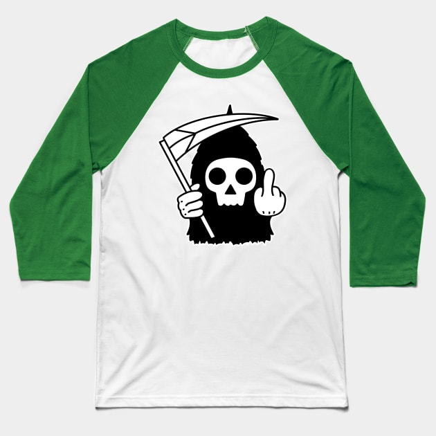 Cute Grim Reaper With Middle Finger Baseball T-Shirt by DRIPCRIME Y2K